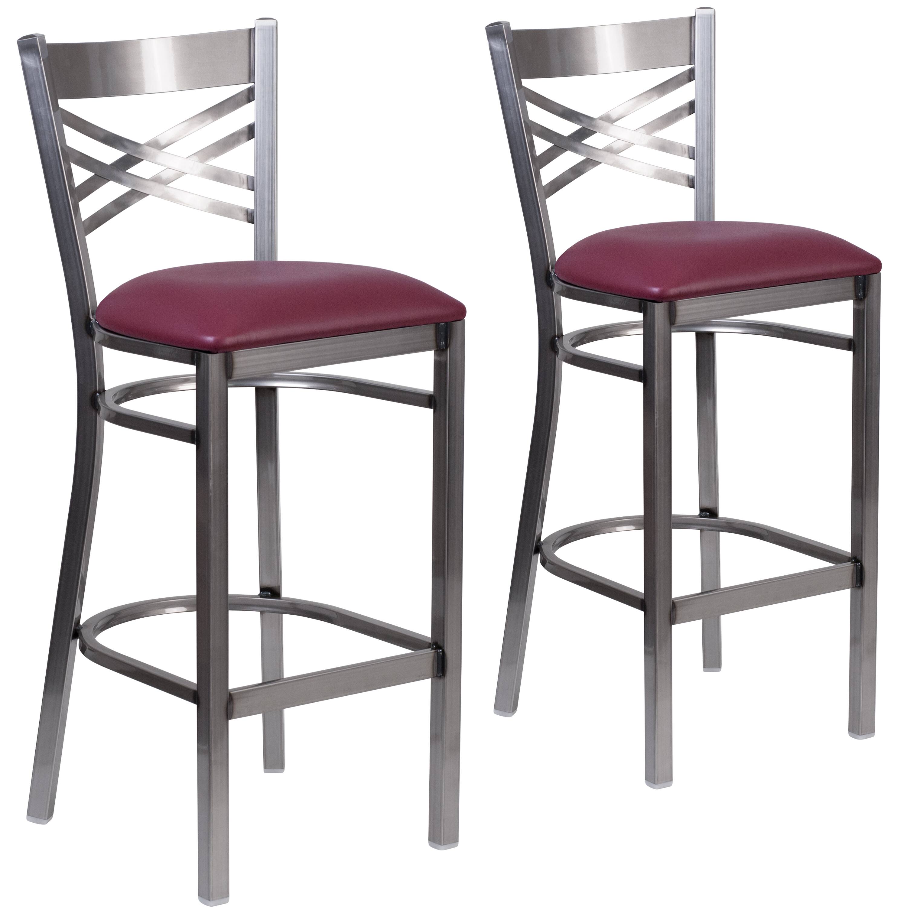 Burgundy Vinyl Seat/Clear Coated Metal Frame
