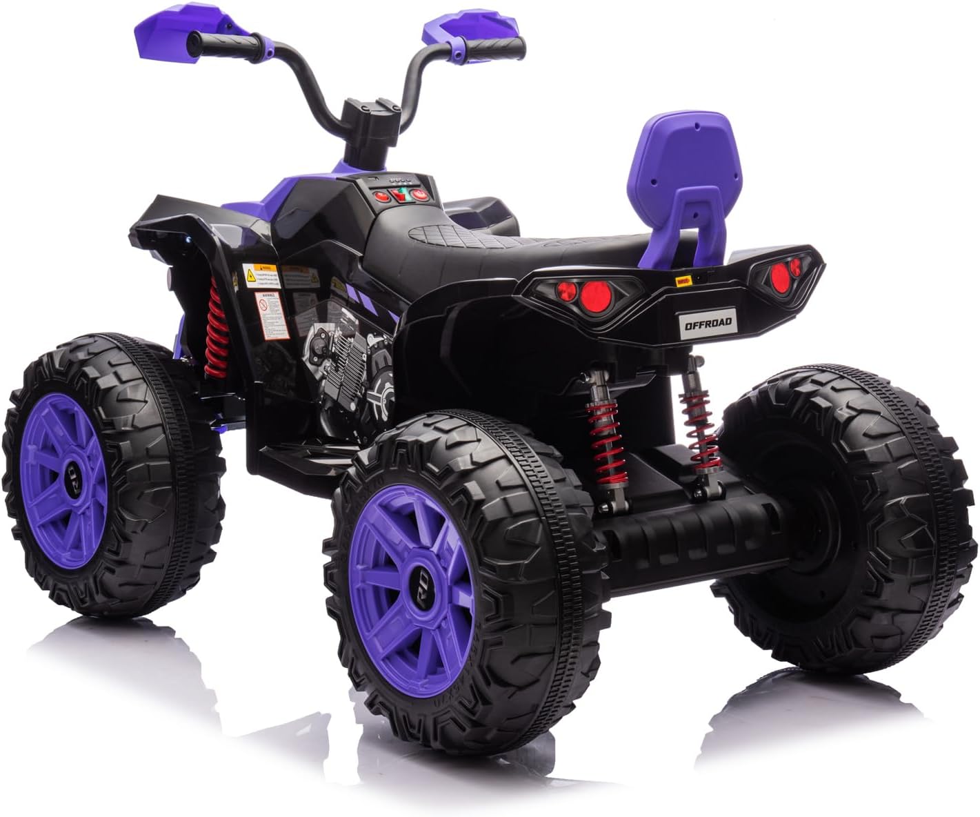 Alt View 7. Homhougo - 24V 2-Seater Kids Ride-On ATV - Electric Off-Road Quad with Dual 550W Motors, LED Lights & MP3 Player - Purple.