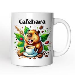 OrnamentallyYou - Cafebara Gift Mug, Coffee and Capybara Lover Gift - White