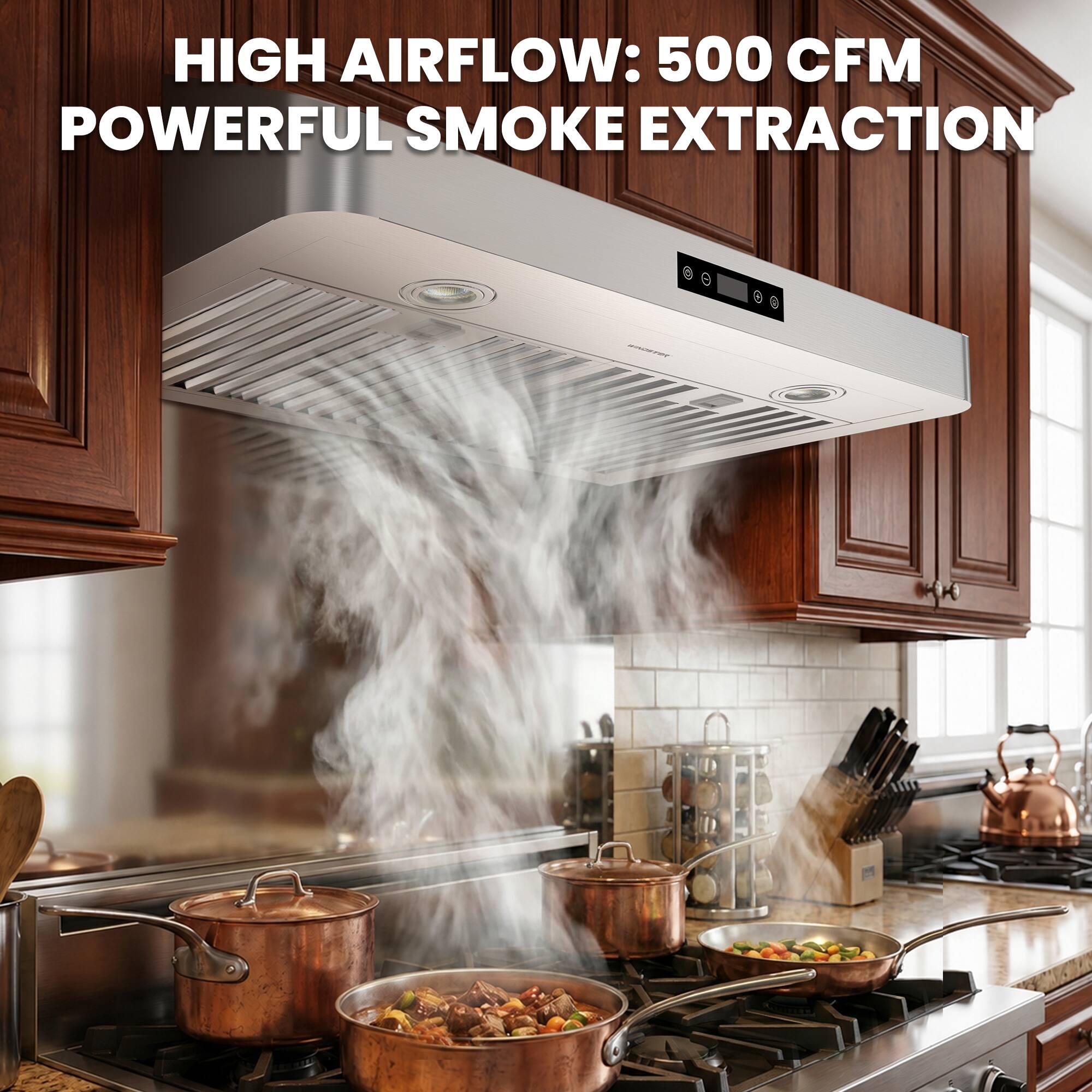 HIGH AIRFLOW: 500 CFM  
POWERFUL SMOKE EXTRACTION