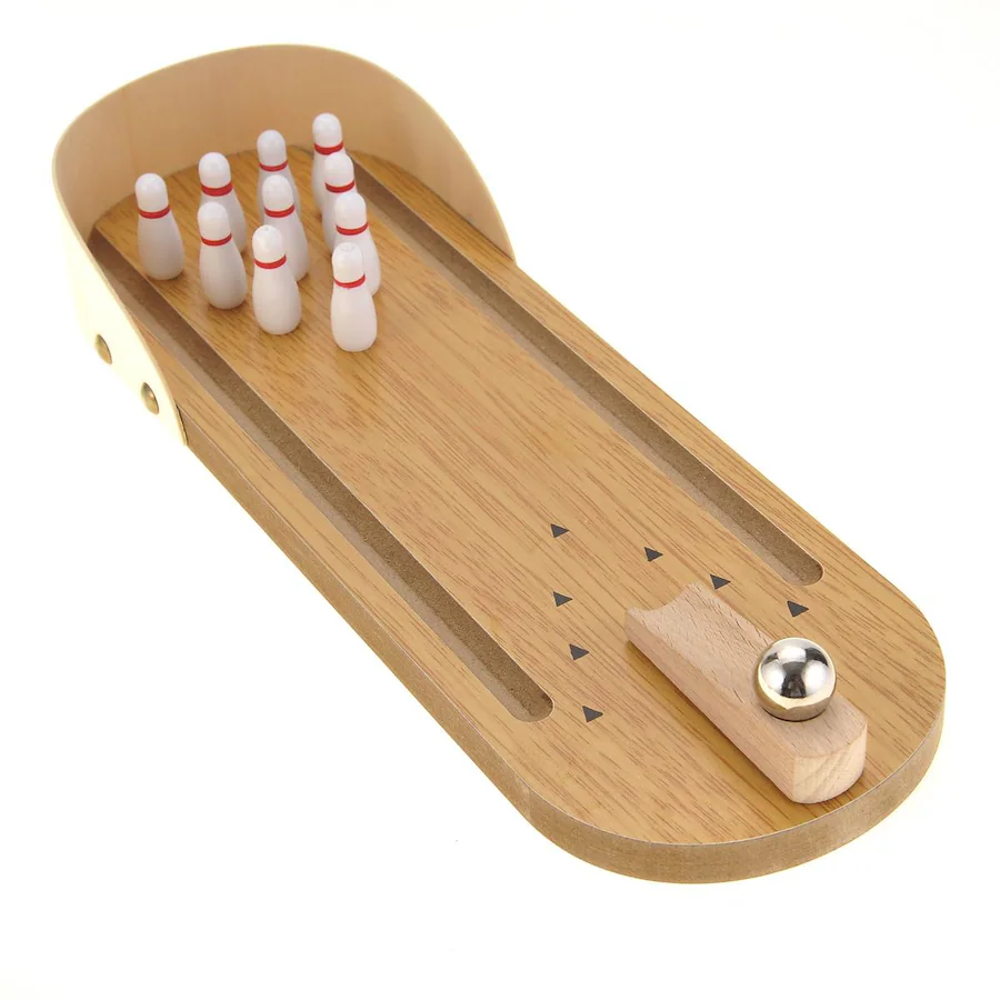Mini Vtable JuzToys Tabletop Mini Bowling Game Set Tabletop Wooden Board Mini ...