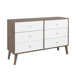 Prepac - Milo 6-drawer Dresser, Drifted Gray and - White
