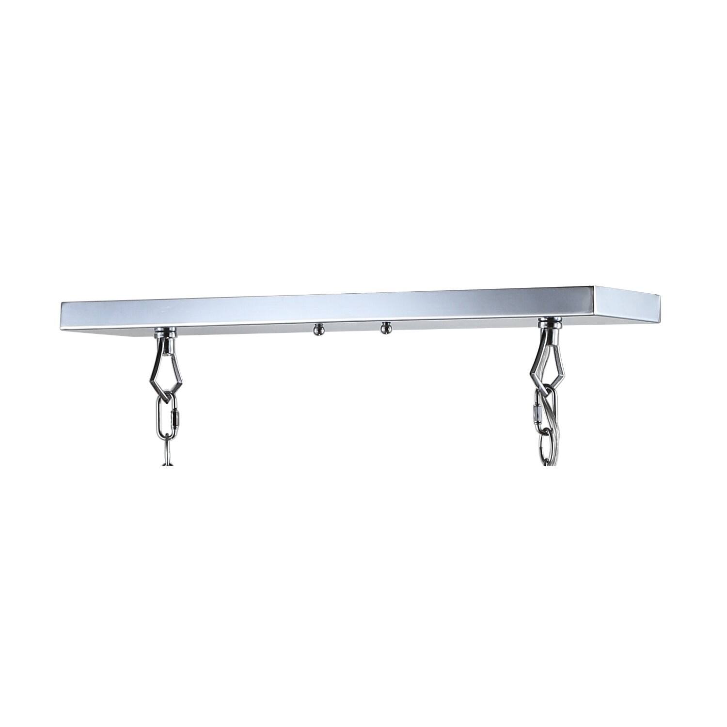 Alt View 5. Jonathan Y - Pagoda 49" 6-Light Classic Traditional Metal Linear Cage Lantern LED Pendant, Chrome - Chrome.
