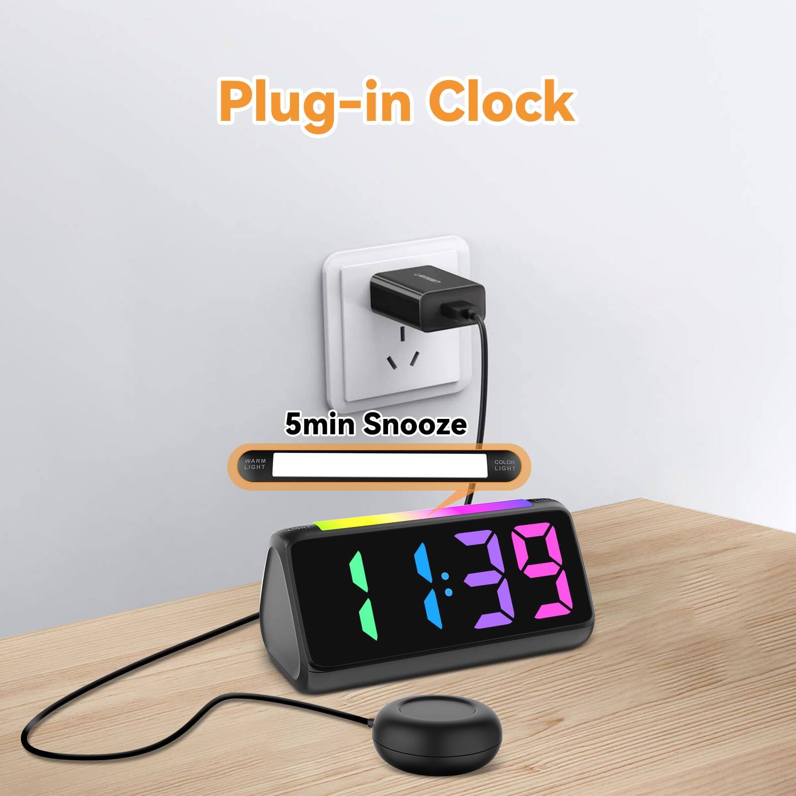 Plug-in Clock  
5min Snooze  
WARM COLO LIGHT  
LIGHT  
1129