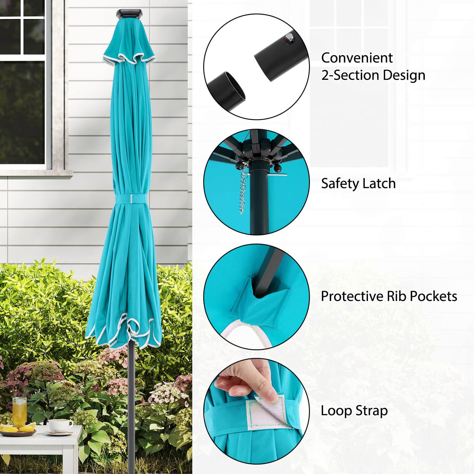 Convenient 2-Section Design, Safety Latch, Protective Rib Pockets, Loop Strap.