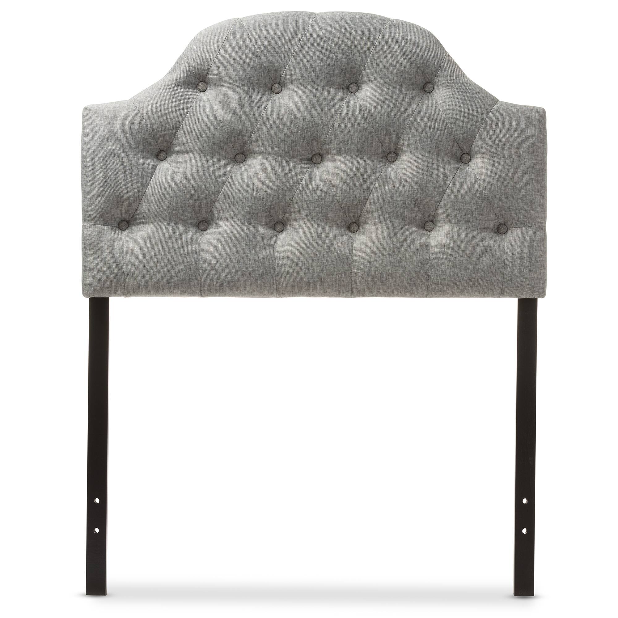 Baxton Studio - Morris Modern and Contemporary Fabric Upholstered Button-Tufted Scalloped Twin Size Headboard - Grey