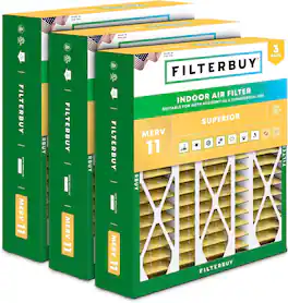 Filterbuy - 20x25.25x3.5 MERV 11 Pet & Allergy Defense, Pleated HVAC AC Furnace Air Filters Replacement for AprilAire (3-Pack) - Gold