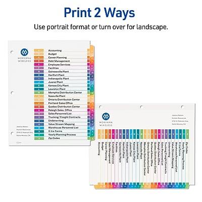 Print 2 Ways  
Use portrait format or turn over for landscape.

**ORVANA WIRELESS**

- Accounting
- Budget
- Data Management
- Employee Services
- Facilities
- Gainesville Plant
- Hartfontein Plant
- Jhared Plant
- Kansas City Plant
- Lewiston Plant
- Memphis Distribution Center
- Nashville Plant
- Ontario Distribution Center
- Portland Sales Office
- Quebec Distribution Center
- Raleigh Sales Office
- Sales Personnel List
- Trucking/Freight Contracts
- Underwriting
- Value Stream Mapping
- Warehouse Personnel List
- Yearly Planning Process

**MORYANA WIRELESS**

- Budget
- Employee Planning
- Kansas City Plant
- List
