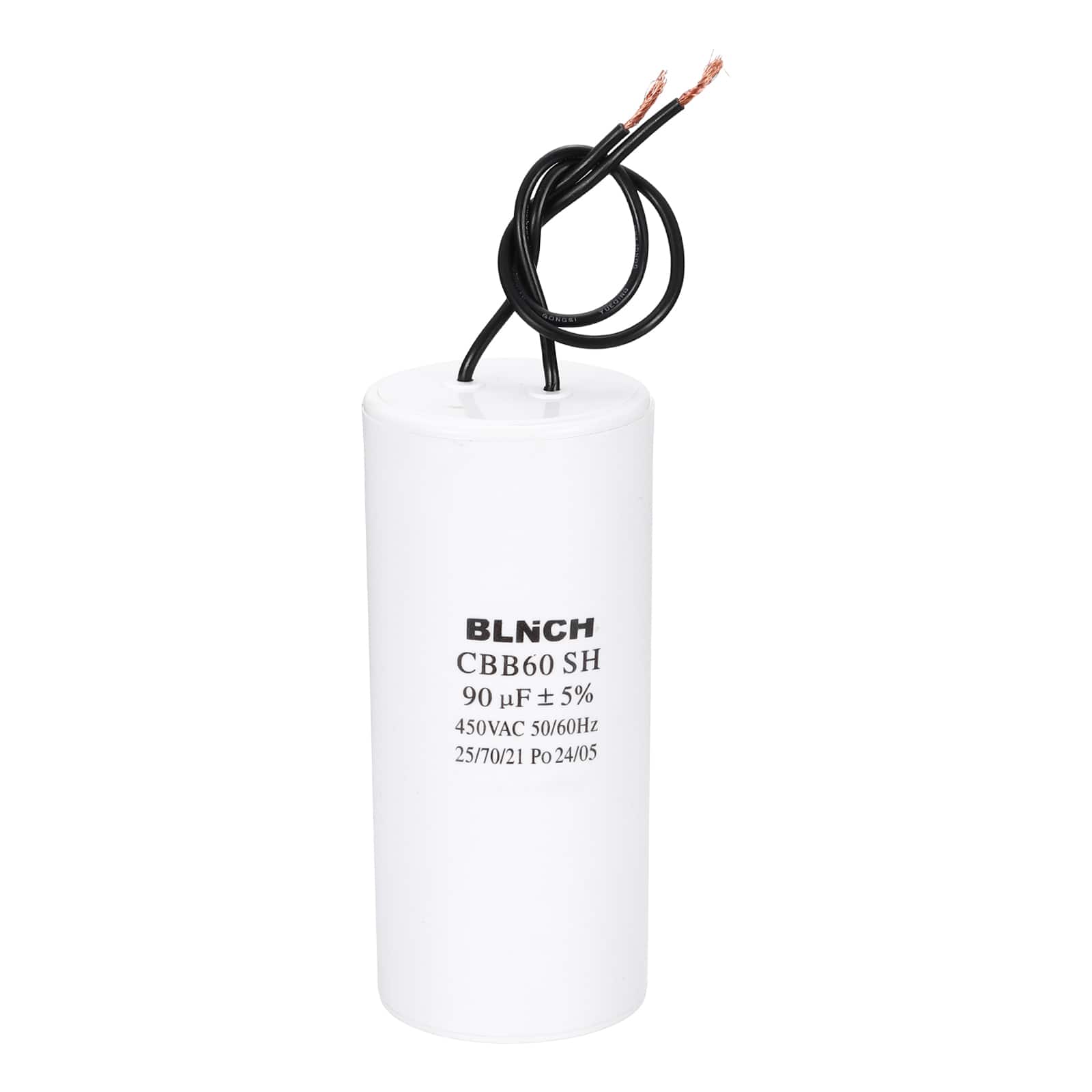 Unique Bargains - 90uF CBB60 Running Capacitor, AC 450V 2 Wire for Air Compressor, Washing Machine, Refrigerator, Air Conditioner - White