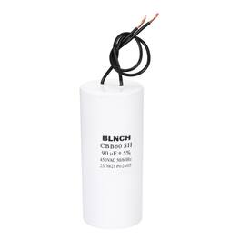 Unique Bargains - 90uF CBB60 Running Capacitor, AC 450V 2 Wire for Air Compressor, Washing Machine, Refrigerator, Air Conditioner - White