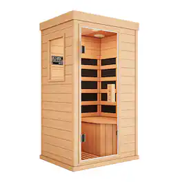 U-HOMY - Infrared Sauna - Space-Saving 360° Heat with Chromotherapy for Home/Gym - Wood color