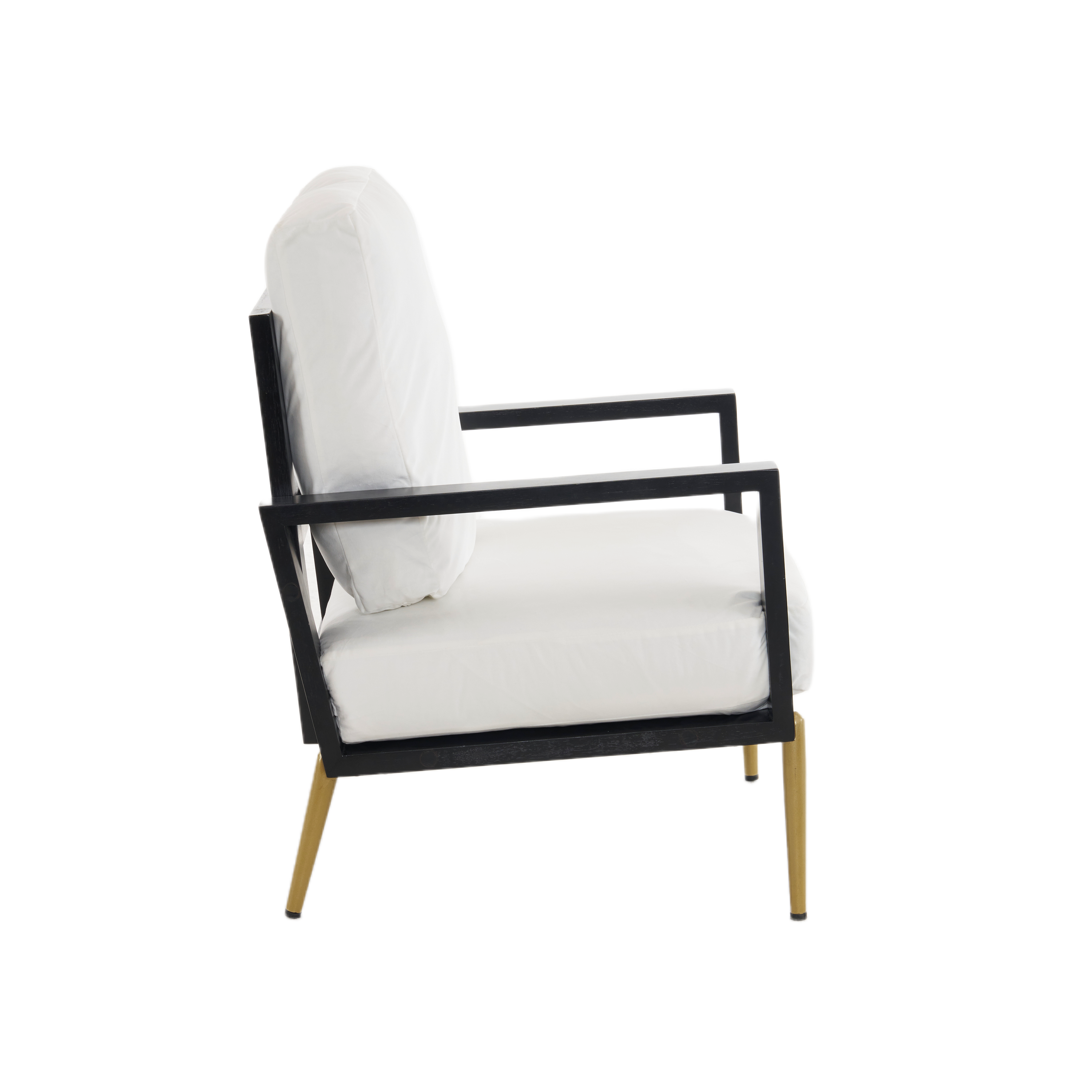 Alt View 7. SlickBlue - Modern Upholstered Lounge Chair with Pillow Back, White Fabric Seat & Gold Legs for Bedroom, Living Room, or Balcony - White.