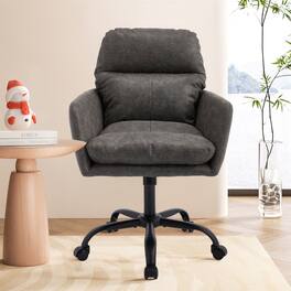 Forest'nSky - Grey Artificial Leather Office Chair, Height-Adjustable with Black Base for Home & Office - Gray