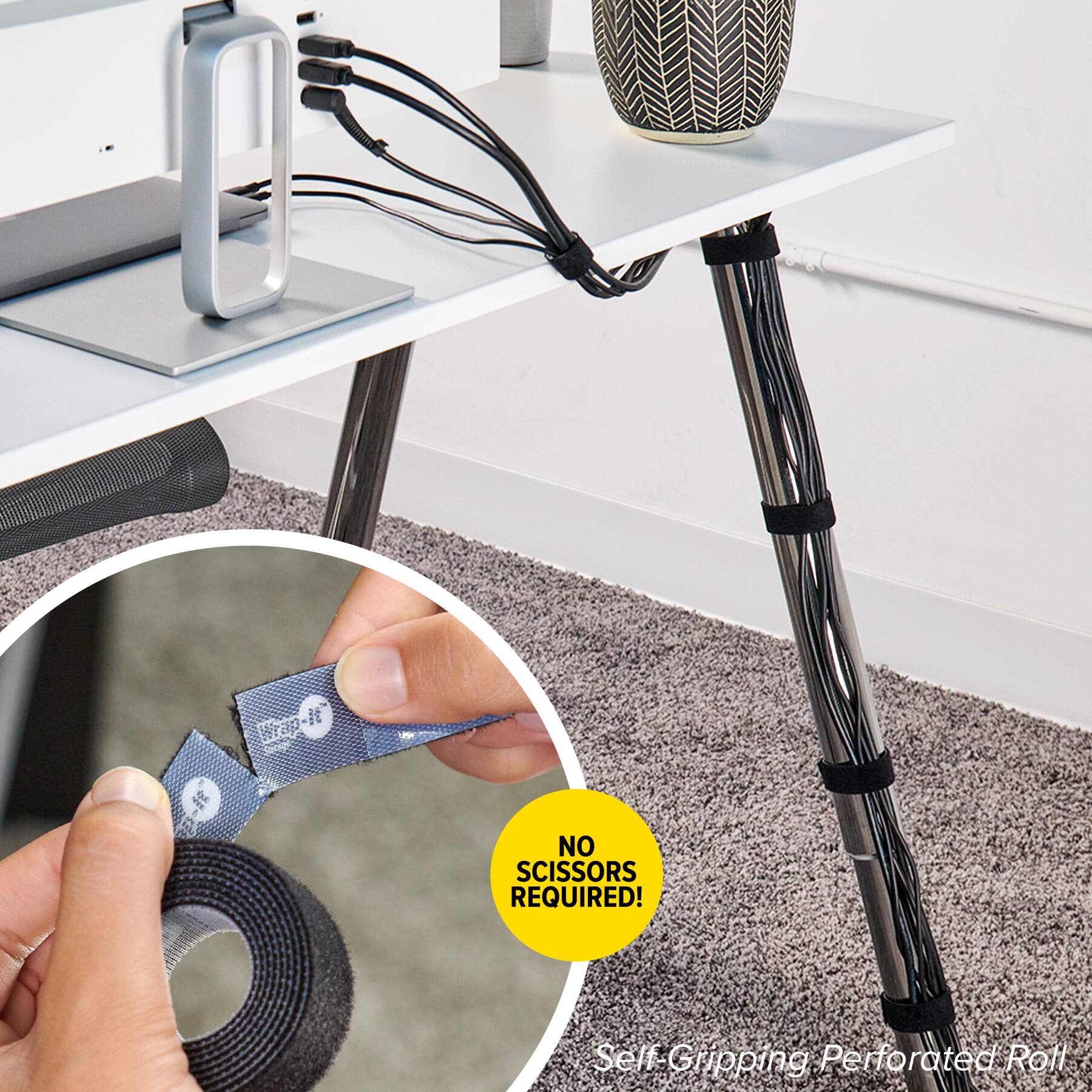 NO SCISSORS REQUIRED!  
Self-Gripping Perforated Roll