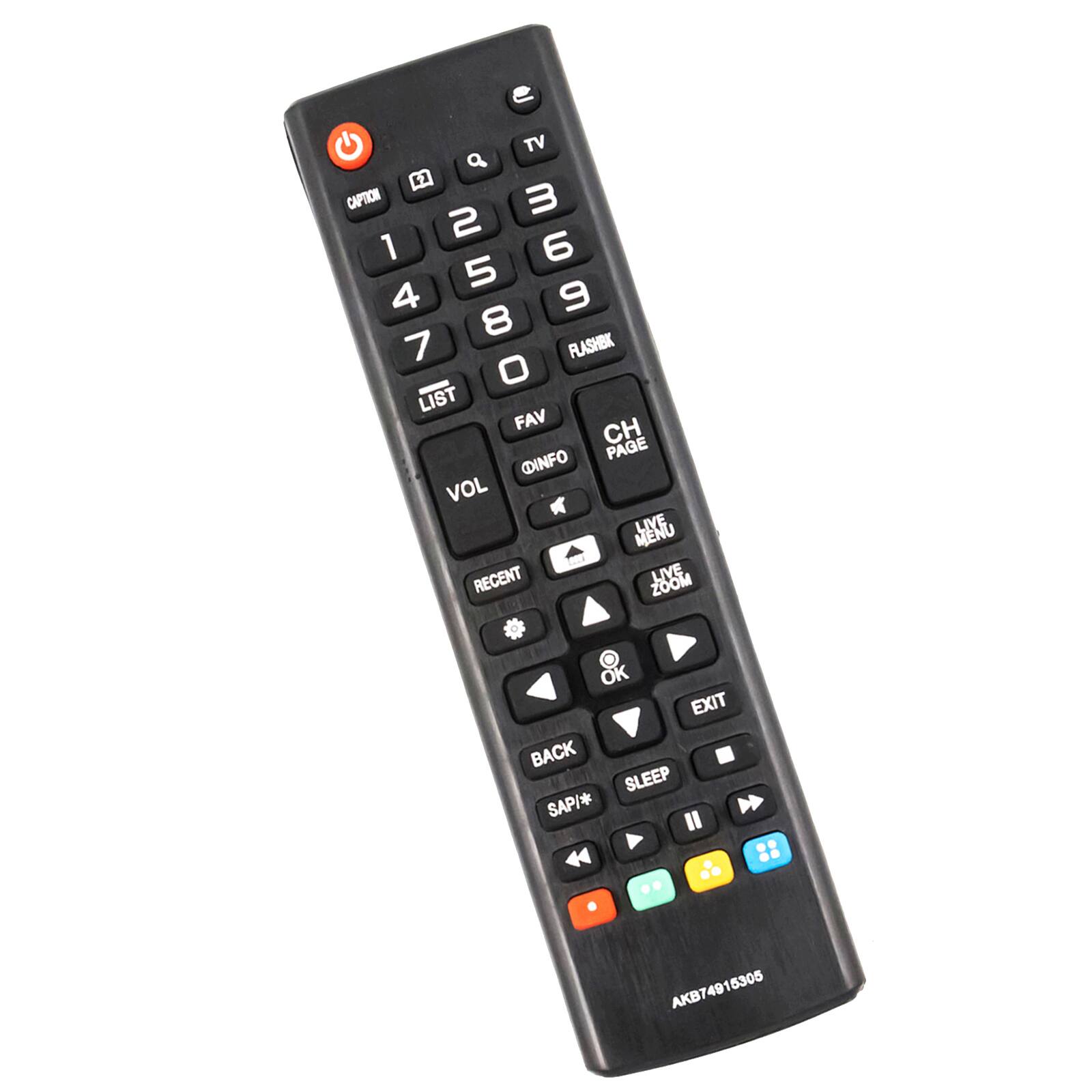TV a B CAPTION 3 2 1 6 5 4 9 8 7 FLASHBK 0 LIST FAV CH PAGE INFO VOL LIVE MENU i RECENT ZOOM LIVE OK EXIT BACK SLEEP SAP/* AKB74915305