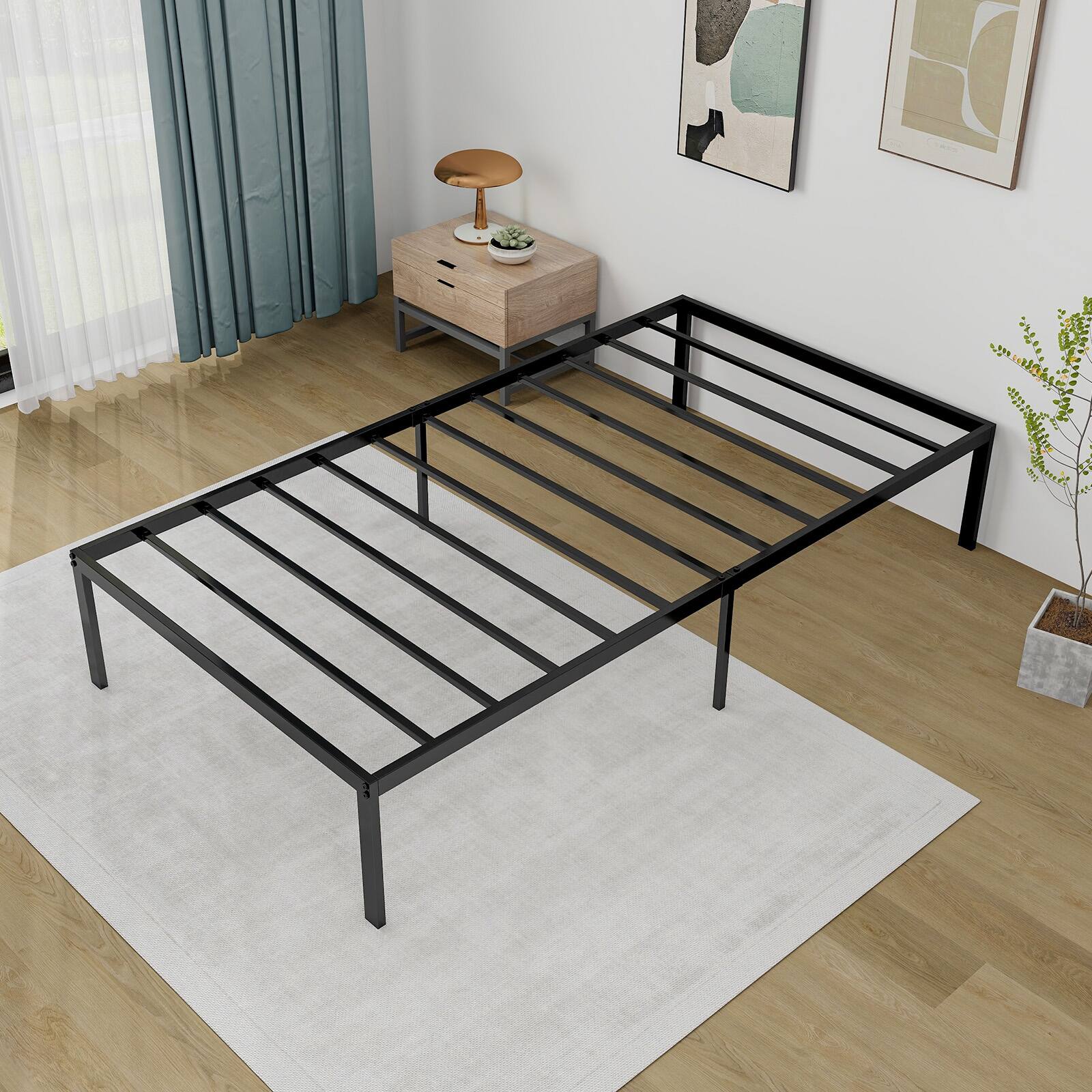 Alt View 9. Ecooso - Heavy Duty Metal Platform Bed Frame - Black.