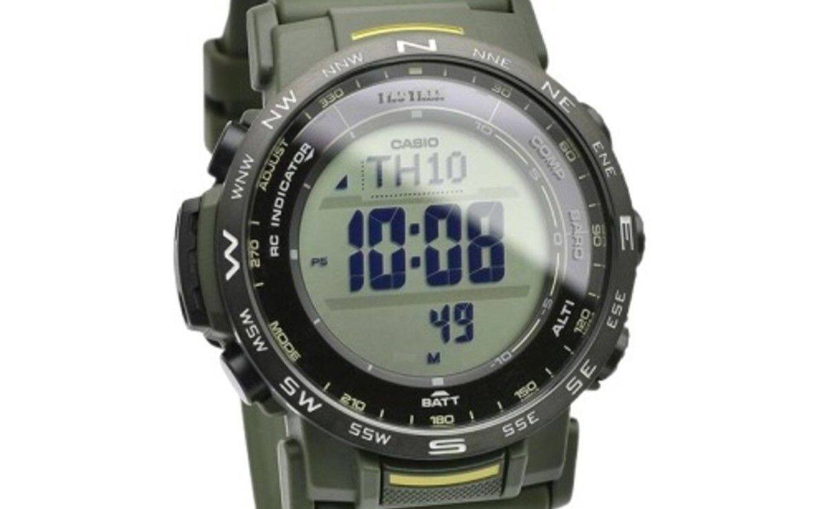 CASIO COMPASS INDICATOR TH10 - RC 10:08 49 ALTI 120 ESE MSM MODE M - ! SE SW BATT 150 210 I 180 I 55W SSE S