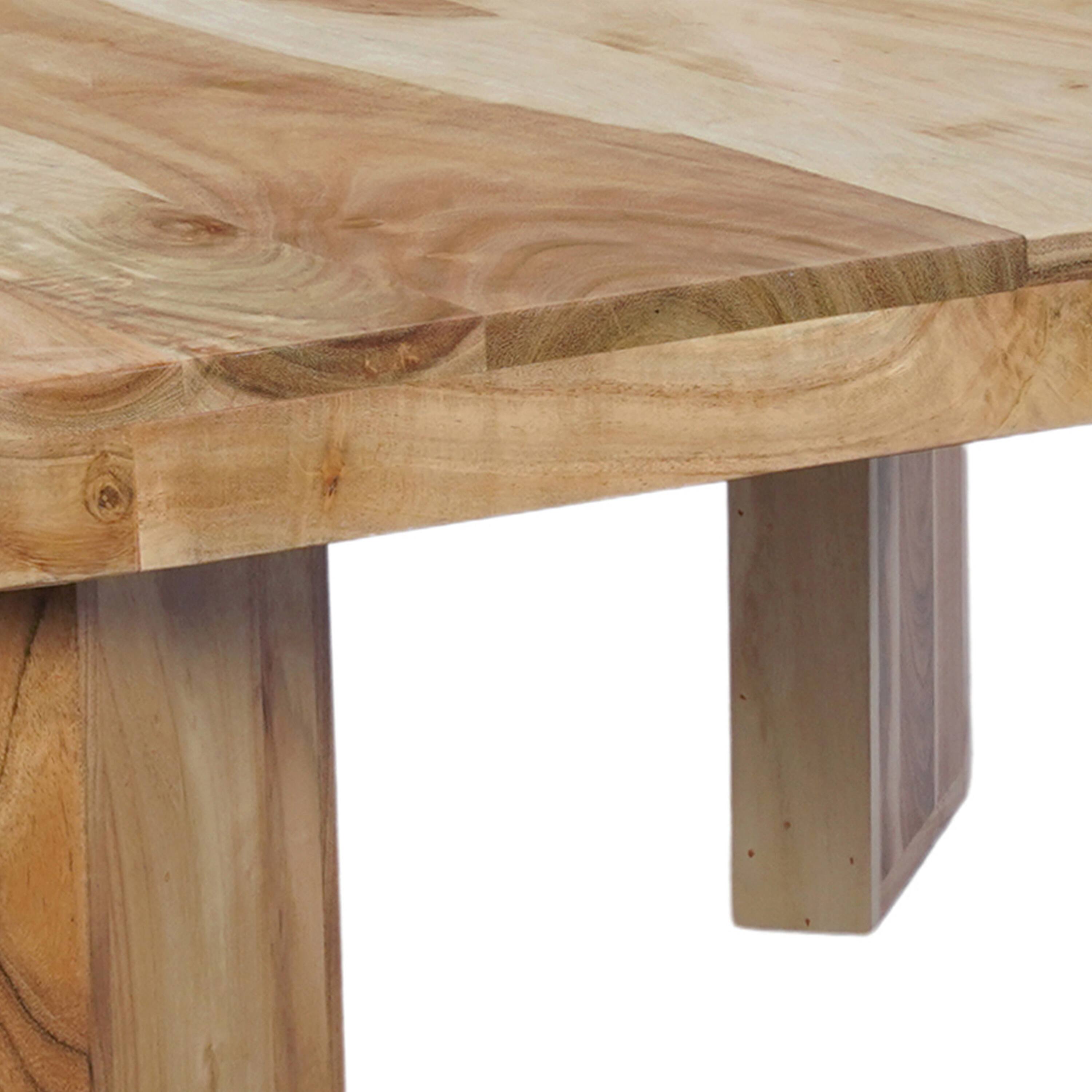 Alt View 5. Manhattan Lane - Cascade 32 Inch Coffee Table, Handcrafted Natural Acacia Wood, Square Top with Diagonal Wide Panel Legs - Brown.