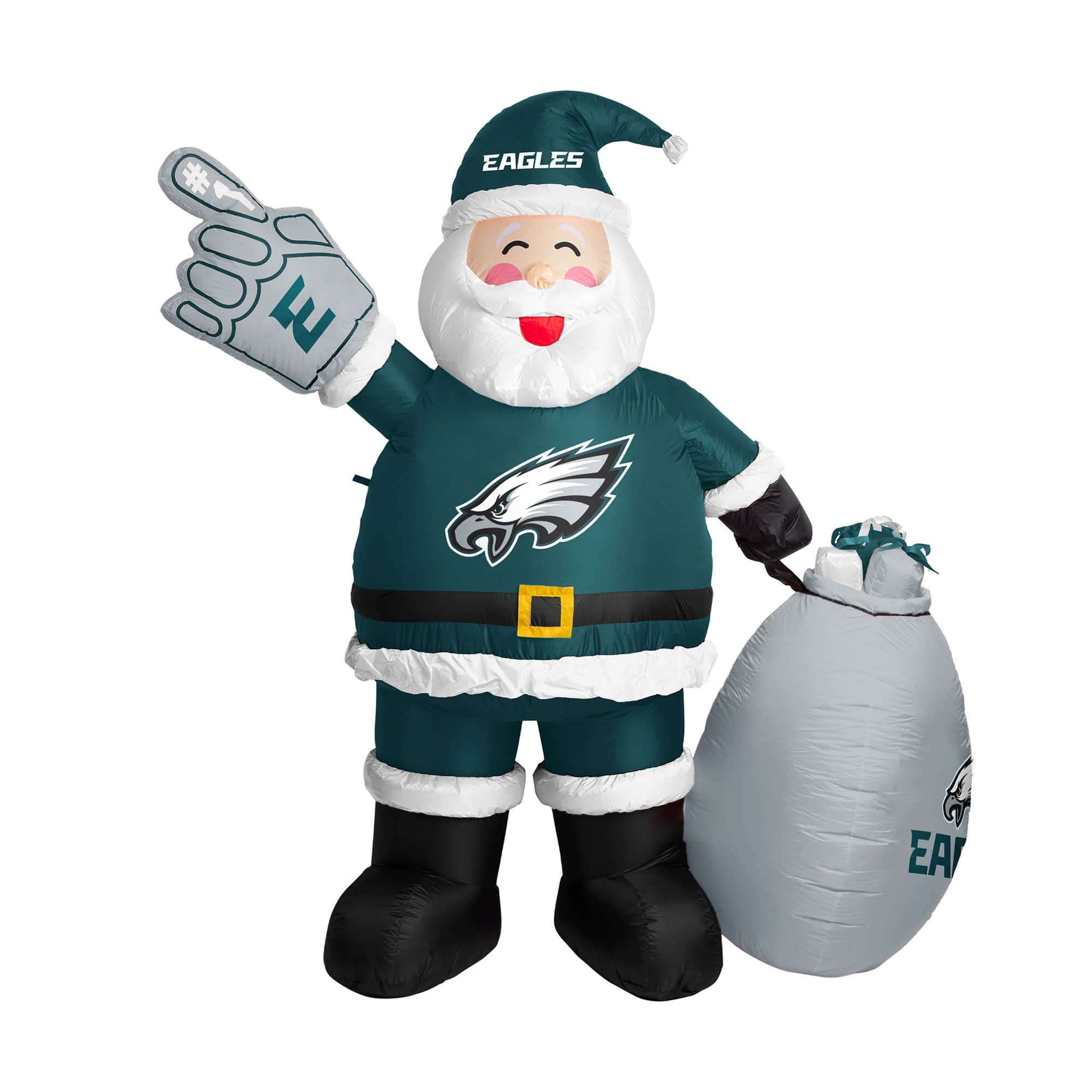 Front. Logo Brands - Philadelphia Eagles 7' Inflatable Santa - Multicolor.