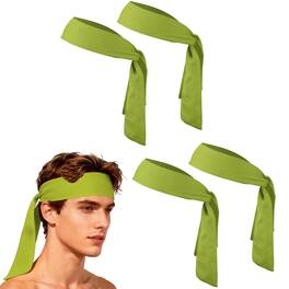 Unique Bargains - Tie Sweatband Headband, Adjustable Non-Slip Moisture Wicking Athletic Headband, 4pcs - For Tennis/Karate/Workout/Yoga - Olive Green
