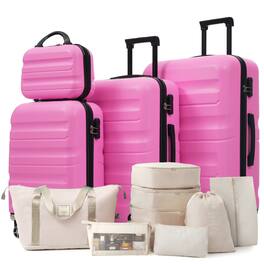 Ecooso - Hardshell ABS Luggage Set Lightweight Durable Suitcases with Dual Spinner Wheels for Travel - Pink