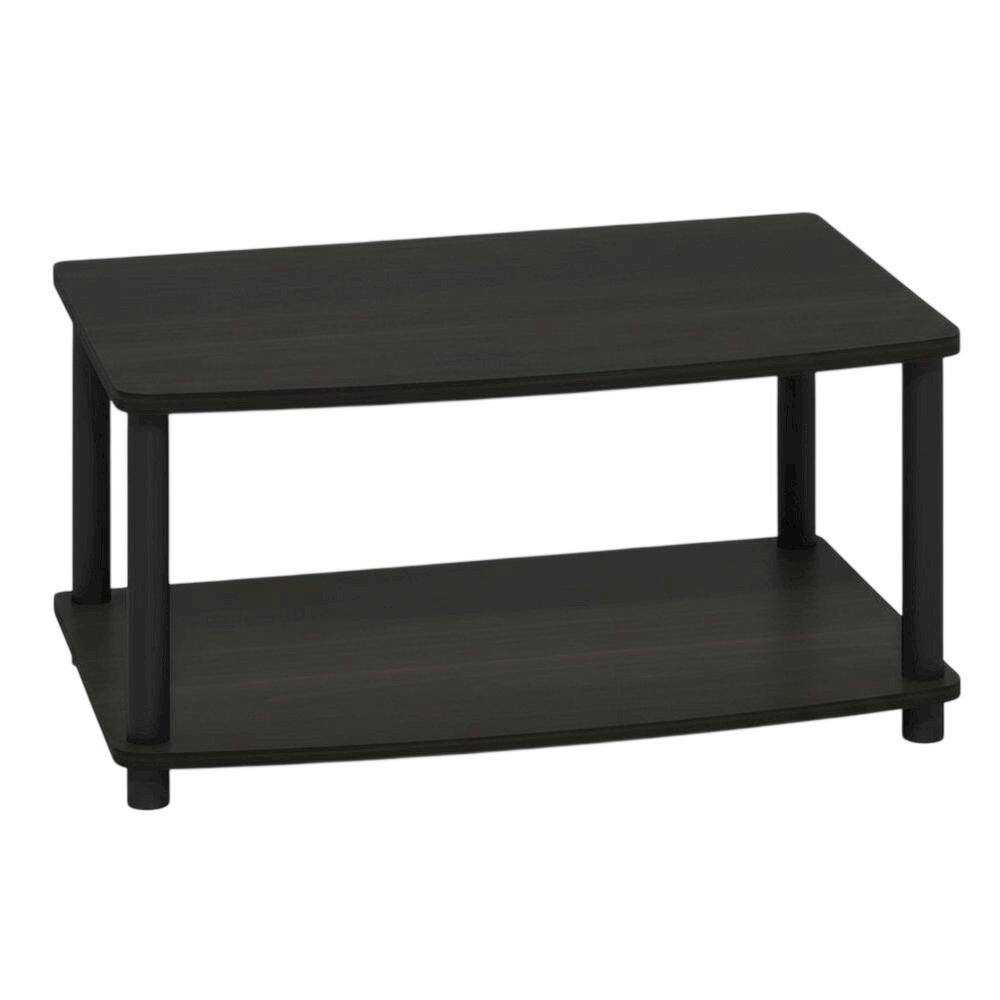 Alt View 3. FurniFact - Espresso/Black Turn-N-Tube 2-Tier Elevated TV Stand with No Tools Assembly - Brown Black.