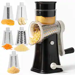 Luminuxe - Rotary Cheese Grater with Handle, Manual Cheese Shredder Strong Suction Base, Mandoline Slicer