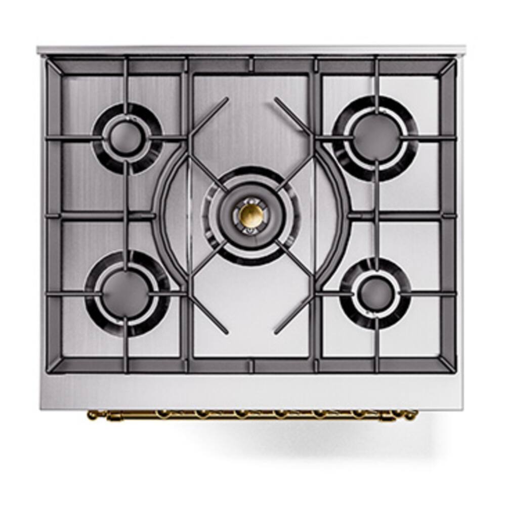 Alt View 8. ILVE - ILVE Nostalgie II 30 inch Dual Fuel Range with 5 Burners (Liquid Propane, Antique White, Brass Trim) - Antique White.