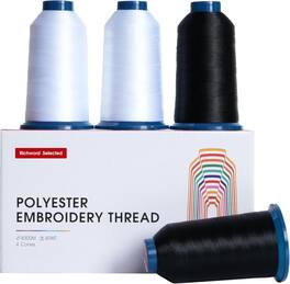 Poolin - Richword Embroidery Thread 4 Big Rolls 4000M(4374Y) 40WT Polyester Thread for All Embroidery Machines Combo 1