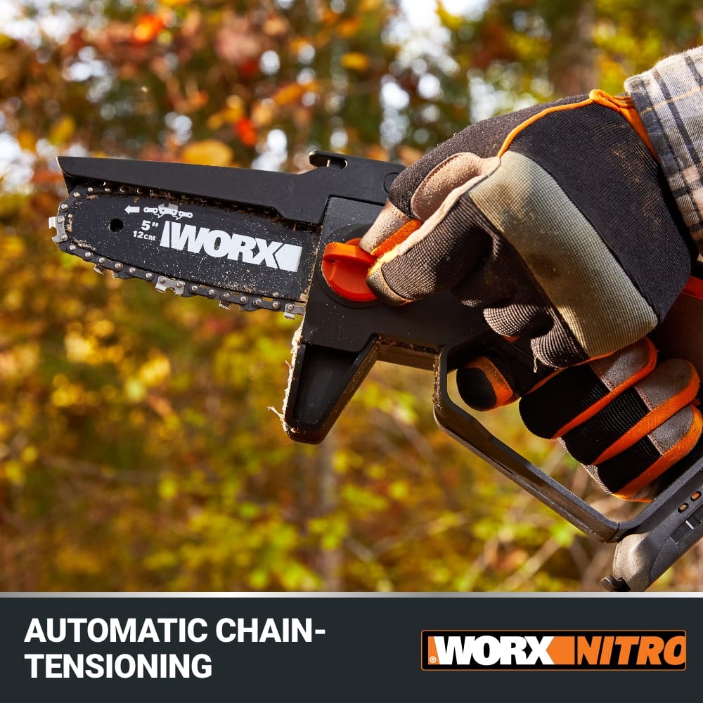 WORX
5" 12CM
AUTOMATIC CHAIN-TENSIONING
WORX NITRO
