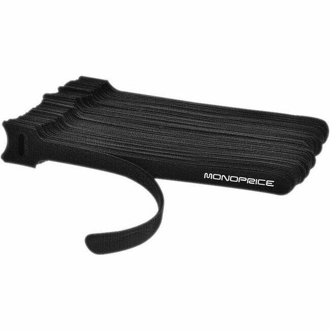 Front. Monoprice - Monoprice Hook and Loop Fastening Cable Ties, 6in, 50 pcs/pack, Black - Cable Tie - Black - 6" Length - 50 Piece - Black.