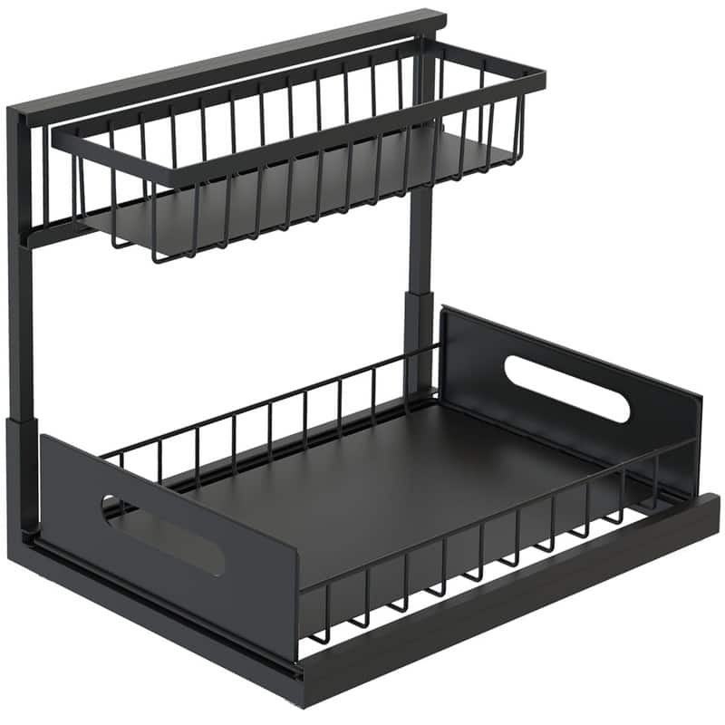 Giantpower - Under Sink Cabinet Organizer Pull Out Storage Shelves - Black - Black