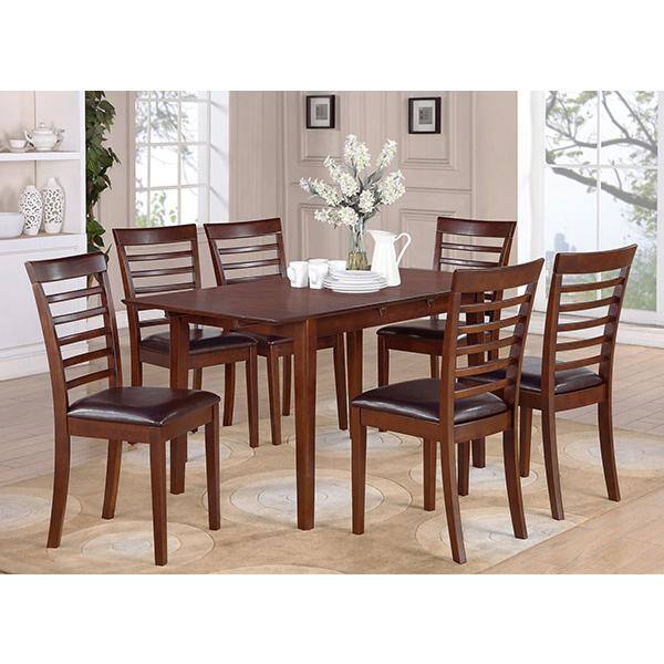 Back. East West Furniture - 7 Pc small Kitchen Table set - Small Table with 6 Kitchen Chairs - Mahogany.