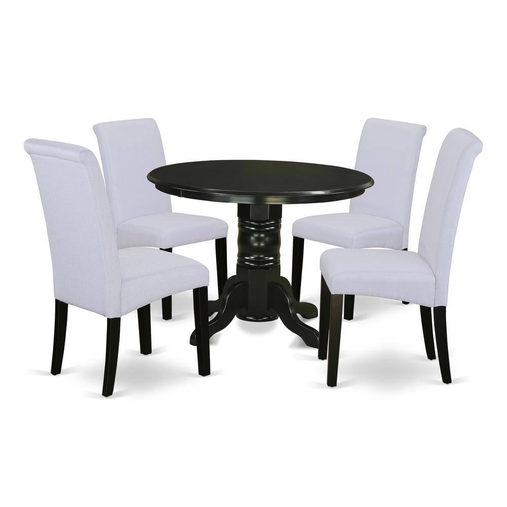 Back. East West Furniture - Dining Room Set Black - Brown.