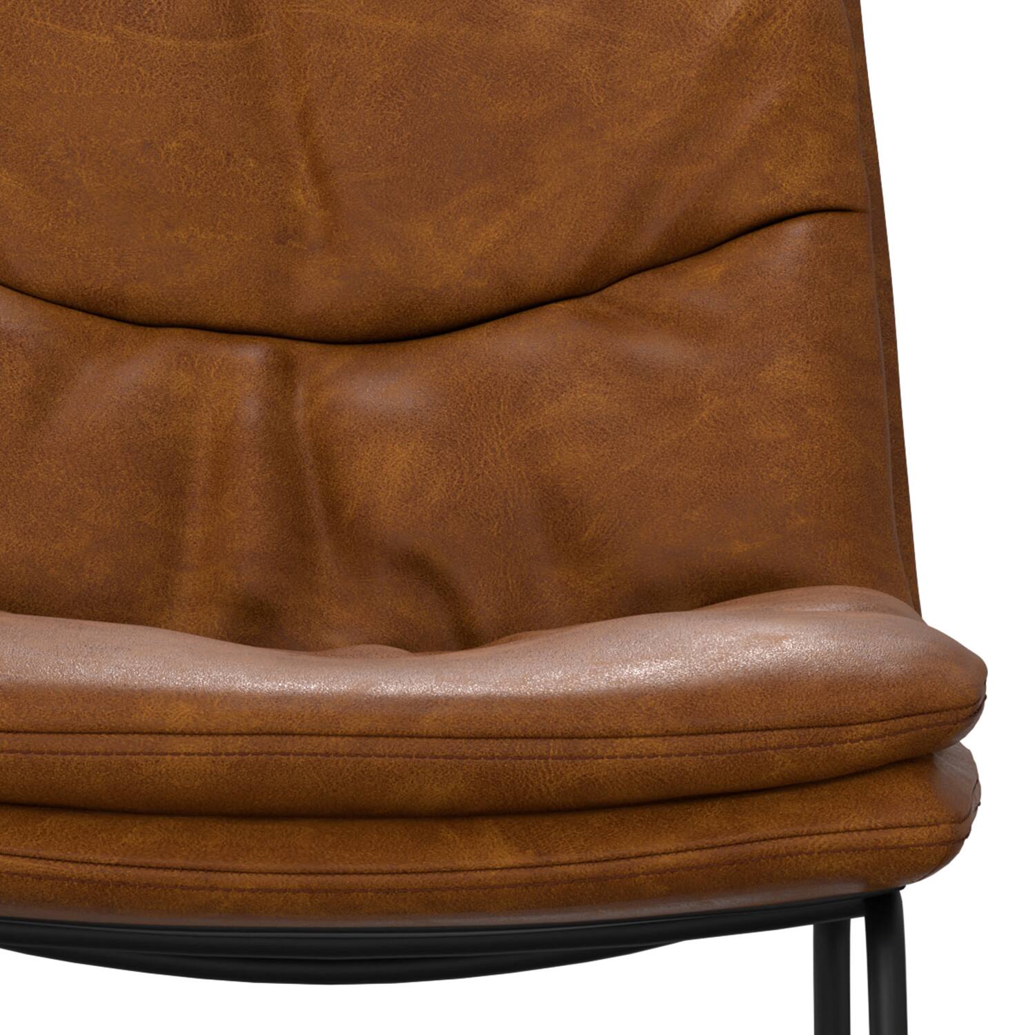 Alt View 6. Simpli Home - Danika Mid Century Modern Bar Stool (Set of 2) in Camel Brown  Vegan Faux Leather - Camel Brown.