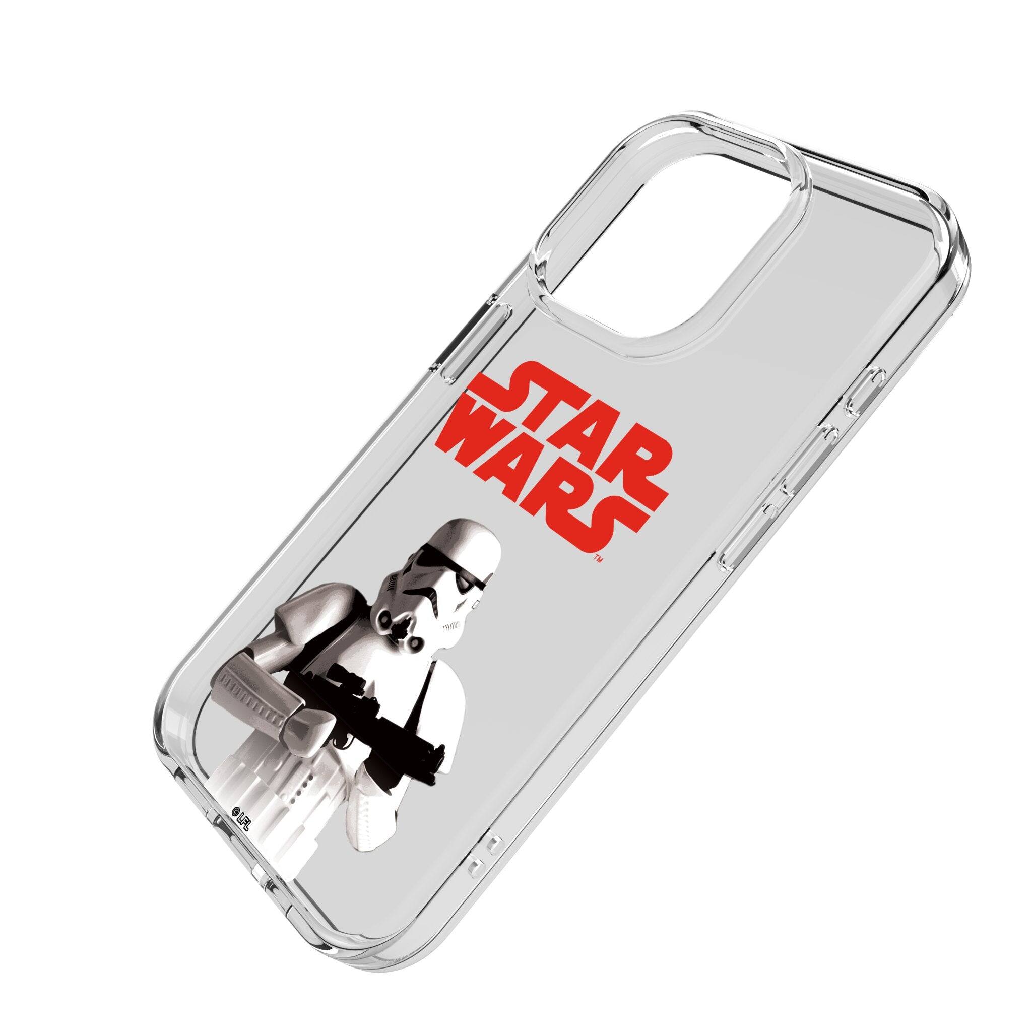 Angle. Keyscaper - Star Wars: A New Hope Color Block Clear Phone Case - Apple iPhone 16 Pro Max - Stormtrooper.