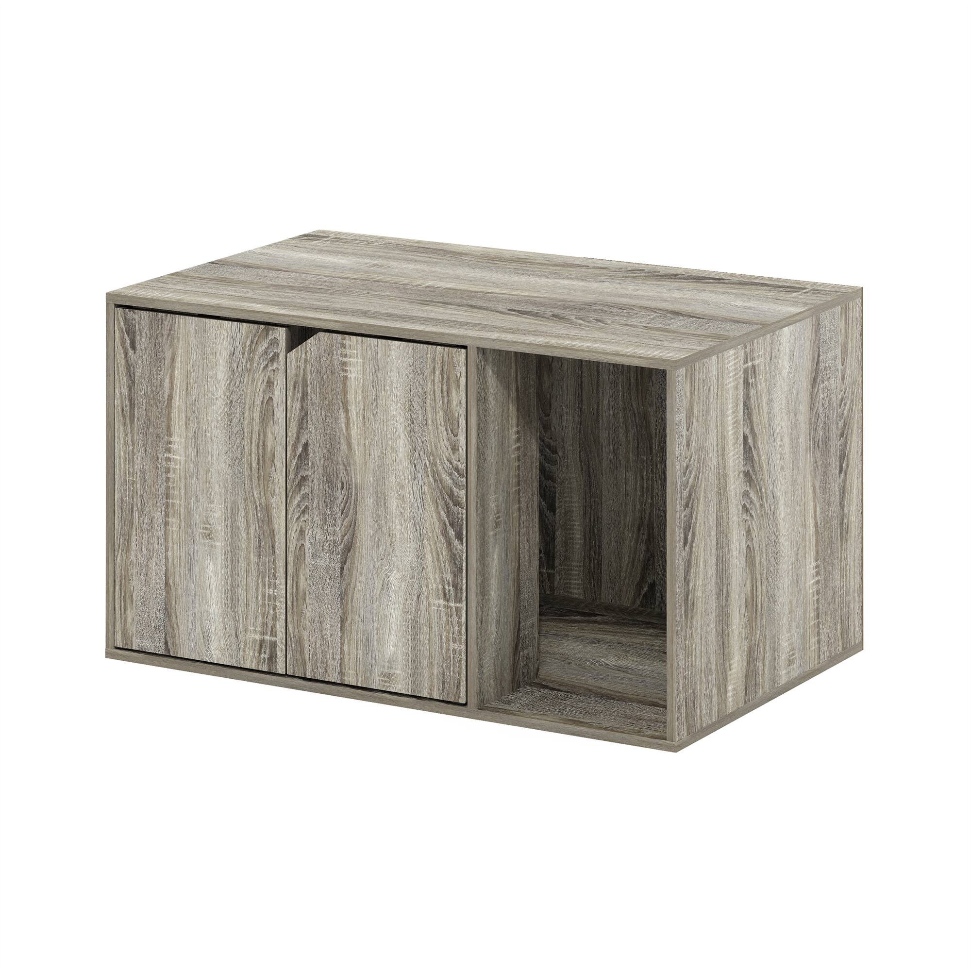 Front. Furinno - Peli Litter Box Enclosure - French Oak Grey.