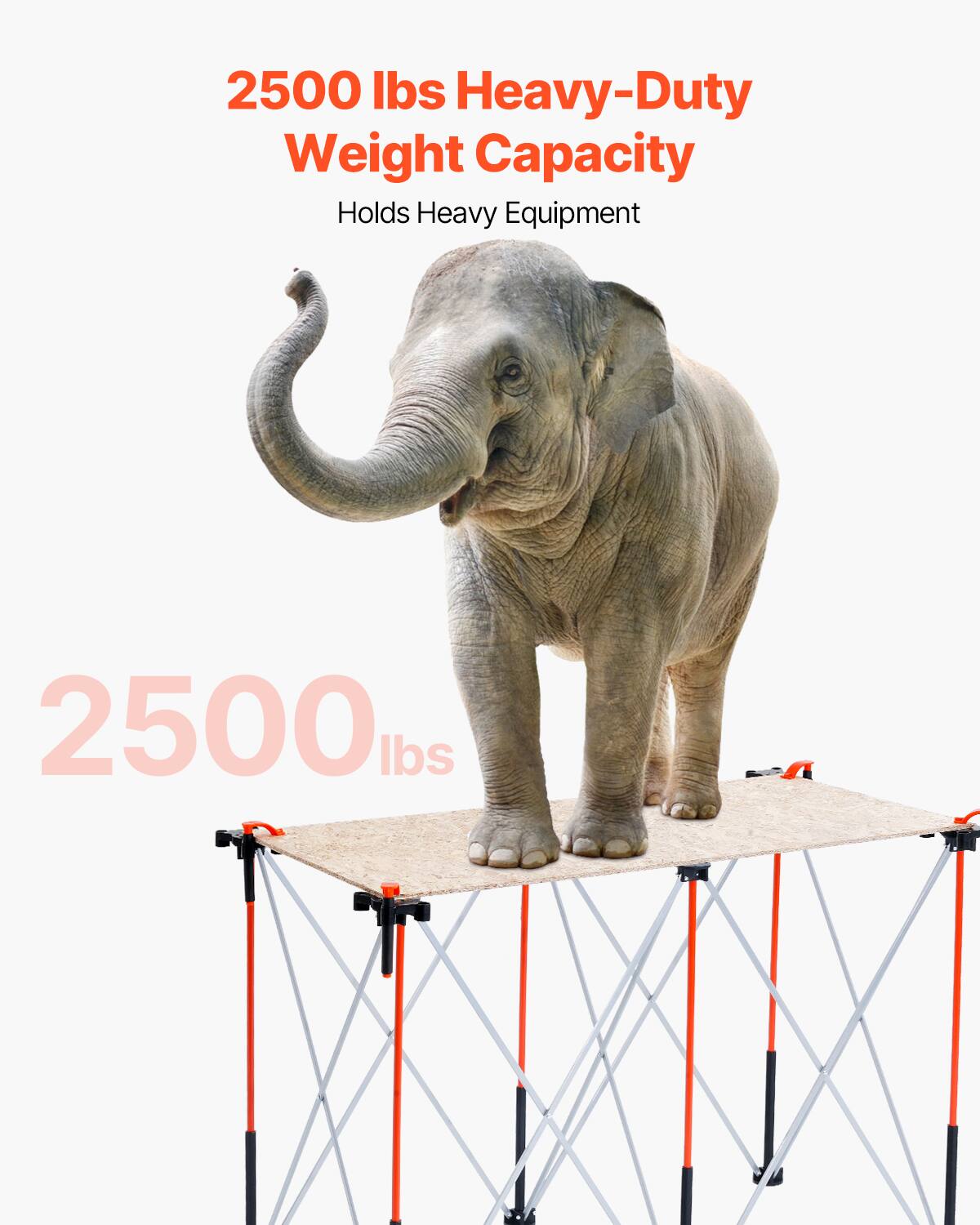 2500 lbs Heavy-Duty Weight Capacity  
Holds Heavy Equipment  

2500 lbs