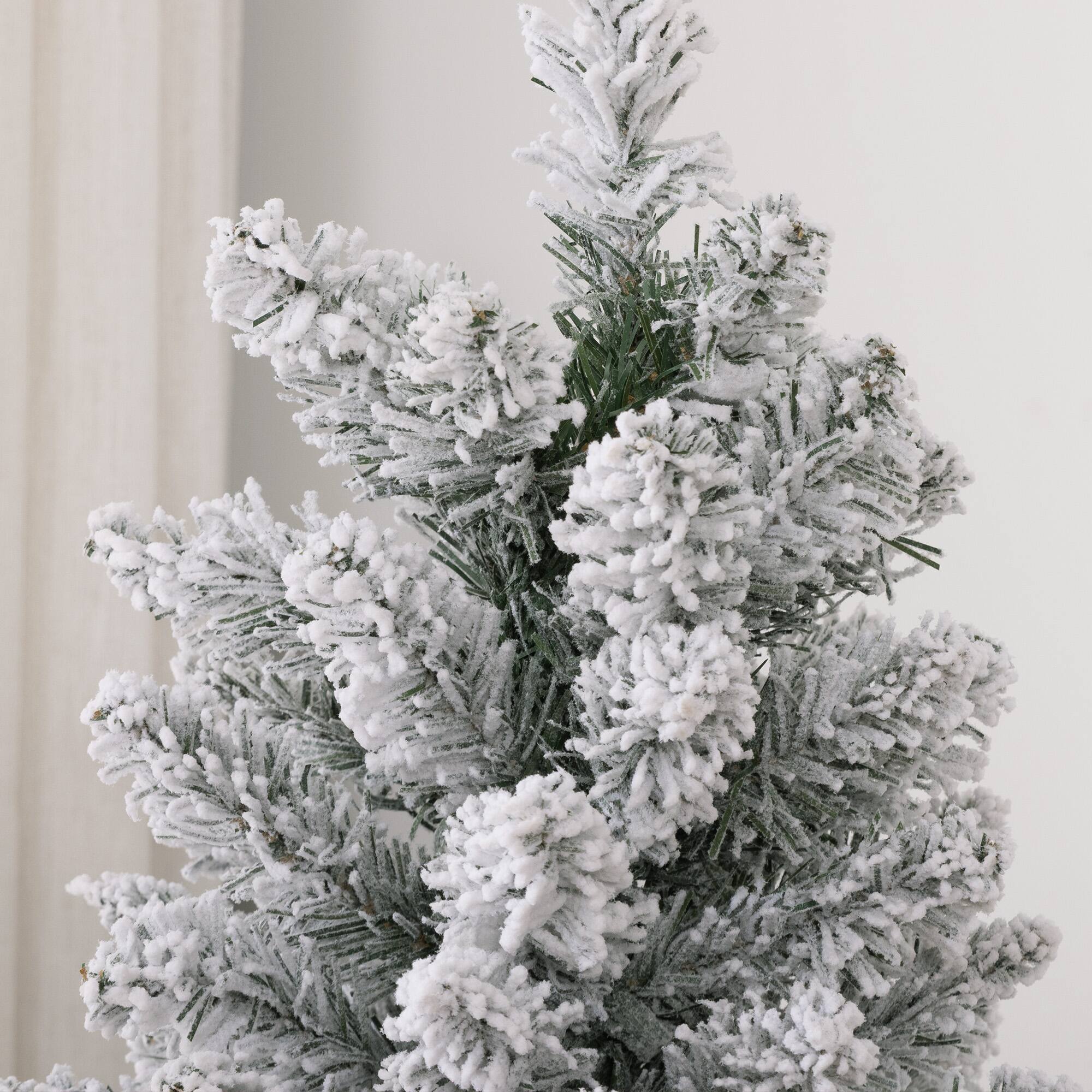 Alt View 8. Homcom - Artificial Pencil Christmas Tree with 405 Snow Flocked Tips, Metal Base, Realistic Xmas Tree - green.