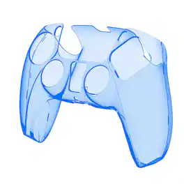 SKRAN - Clear PC Crystal Case for PS5 Controller -Transparent Split Protective Cover, Anti-Fall,Full Protection Gaming Accessory - Transparent Blue