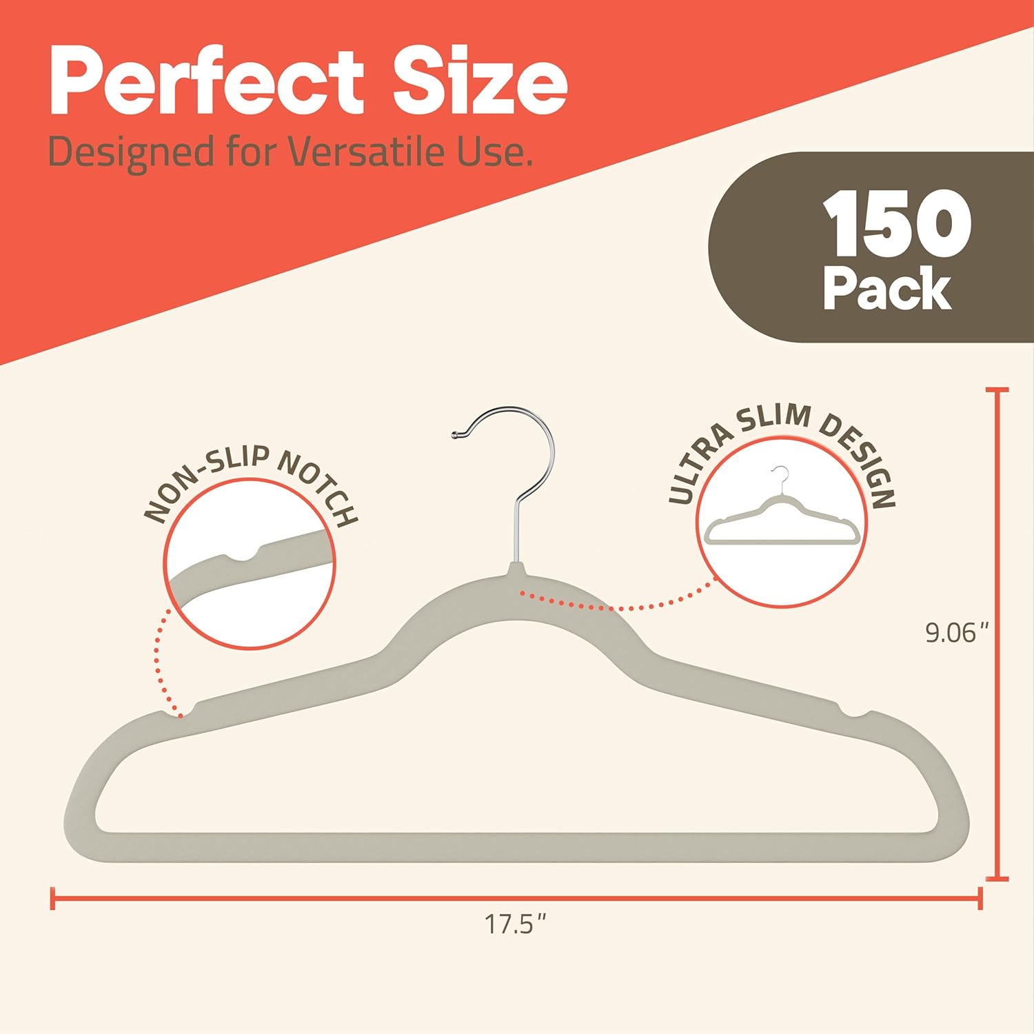 Perfect Size, Designed for Versatile Use, 150 Pack, Non-Slip Notch, Ultra Slim Design, 9.06", 17.5"