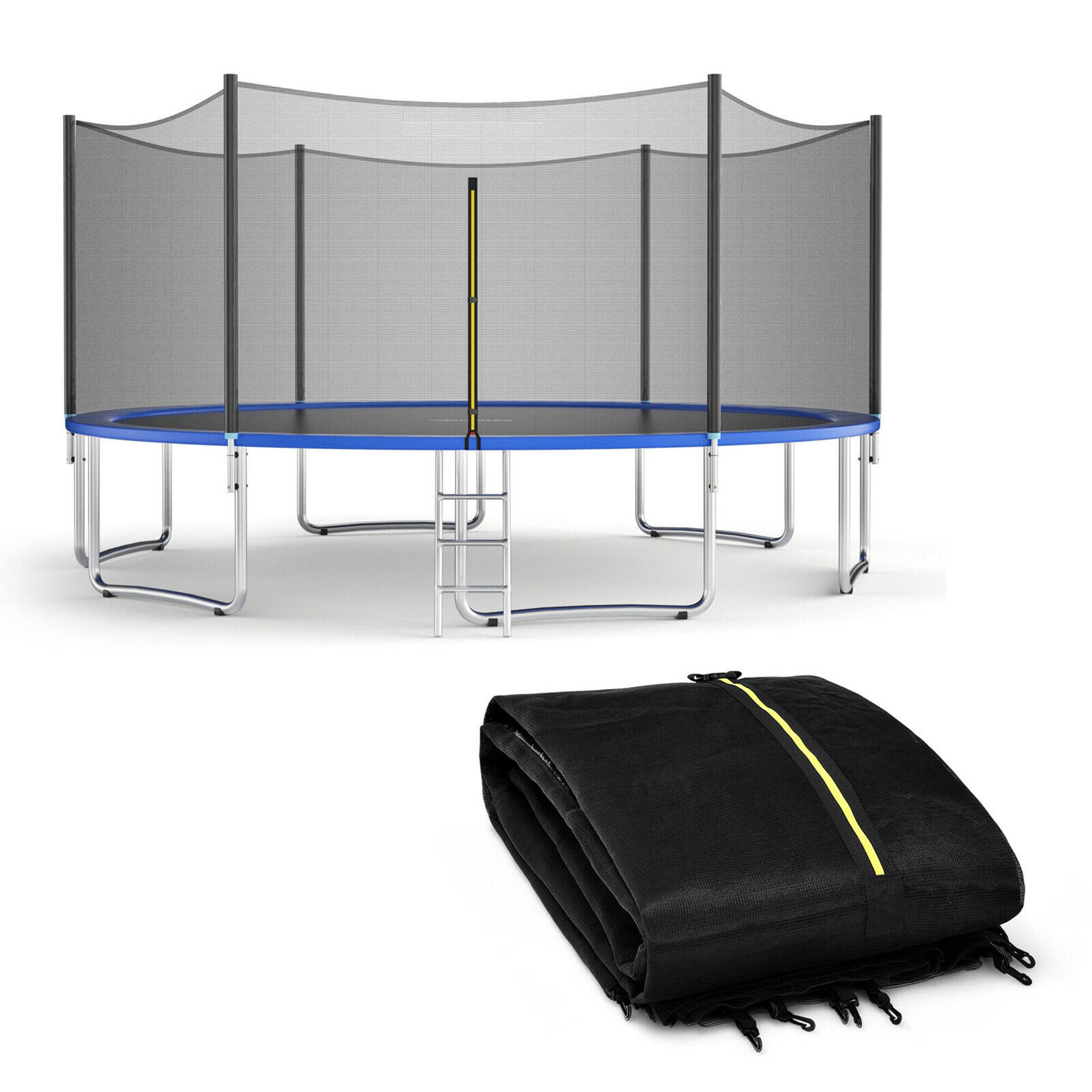 Alt View 6. Gymax - Gymax 16FT Replacement Trampoline Safety Enclosure Net w/ Zipper & Protection Buckles - Black.