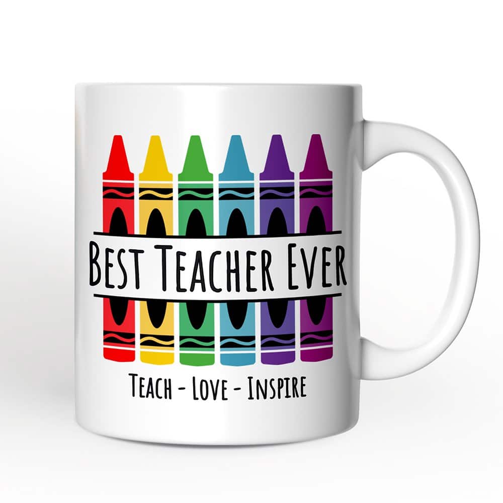 OrnamentallyYou - Teacher Colorful Mug, School Theme Appreciation Gift - White