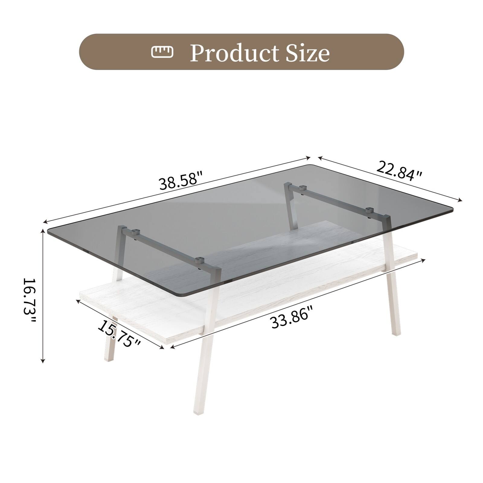 Product Size  
38.58" x 22.84" x 16.73" x 15.75" x 33.86"
