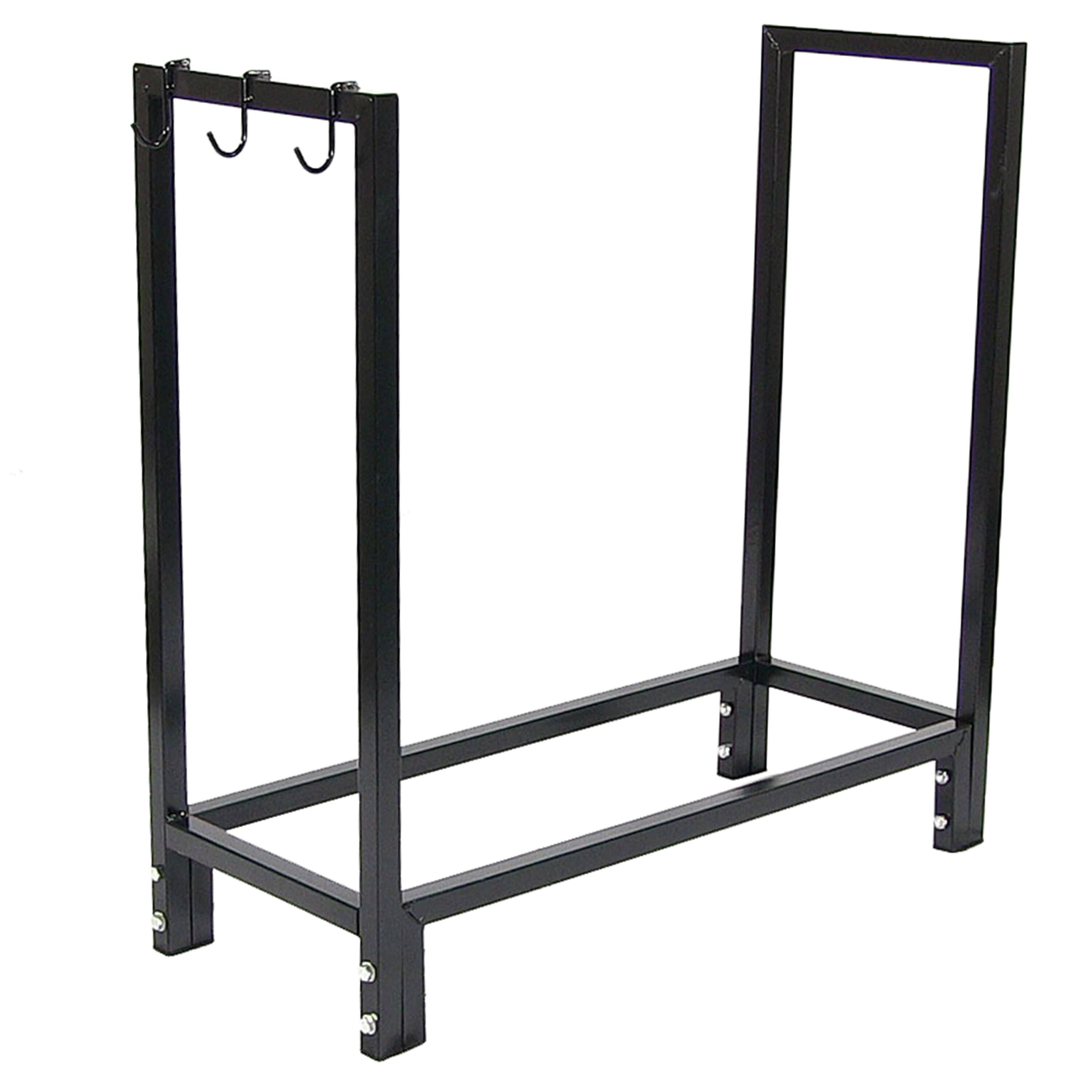 Alt View 10. Sunnydaze - 30 in Powder-Coated Steel Firewood Log Rack and Cover - Black.