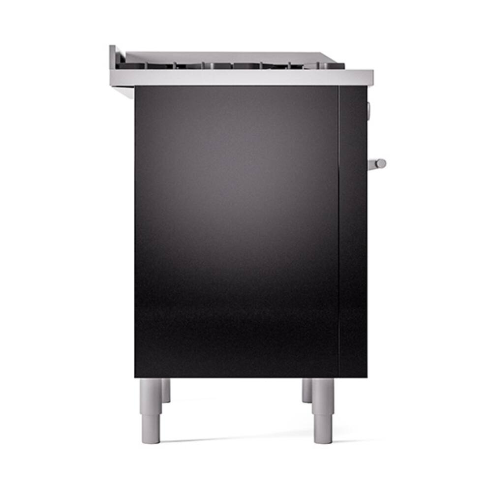 Alt View 6. ILVE - ILVE Professional Plus II Series 36 in. Dual Fuel Range with 6 Sealed Burners + Griddle (Natural Gas, Satin Trim) - Glossy Black.