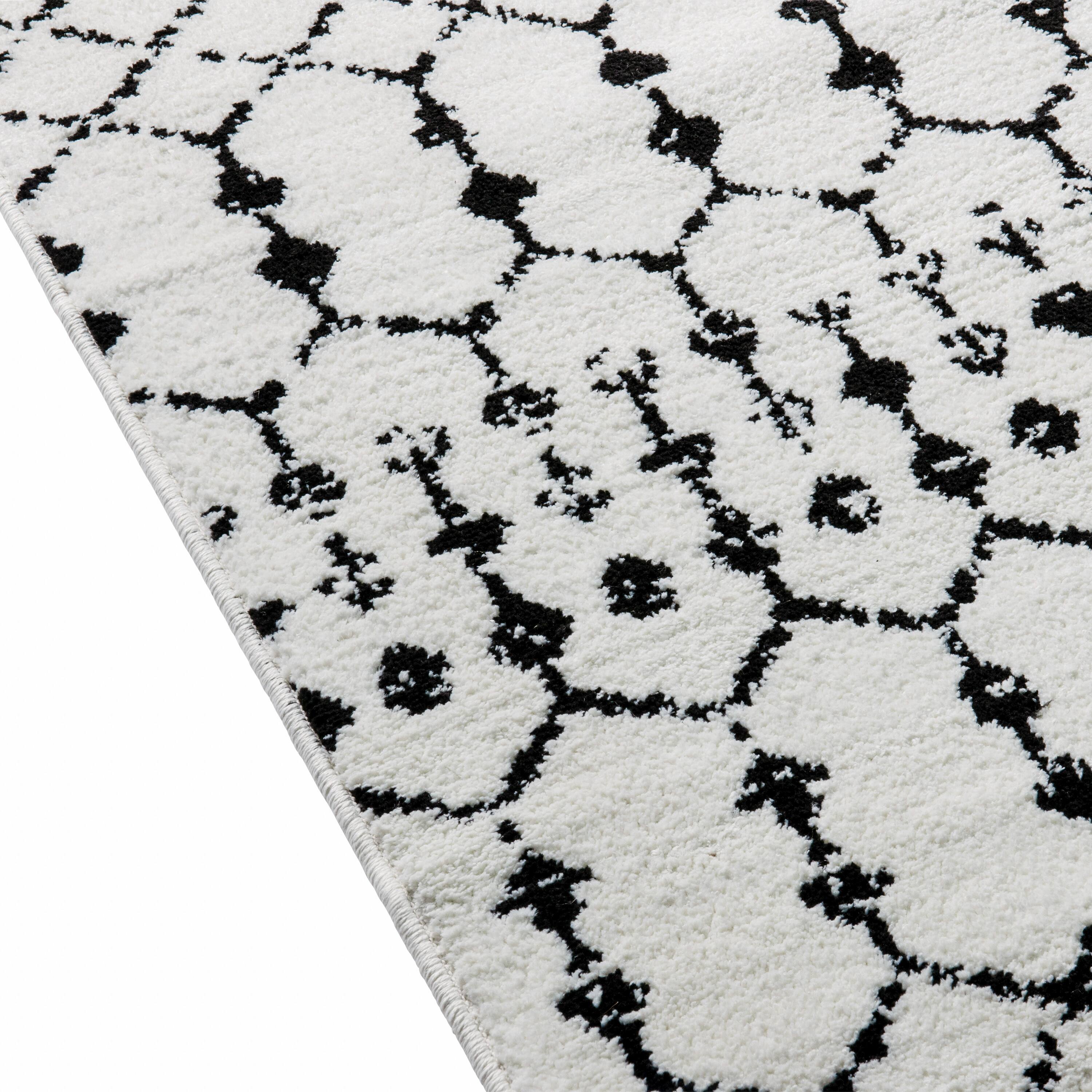 Alt View 5. Emma + Oliver - Modern Design Geometric Bohemian Low Pile Area Rug - Ivory/Black.