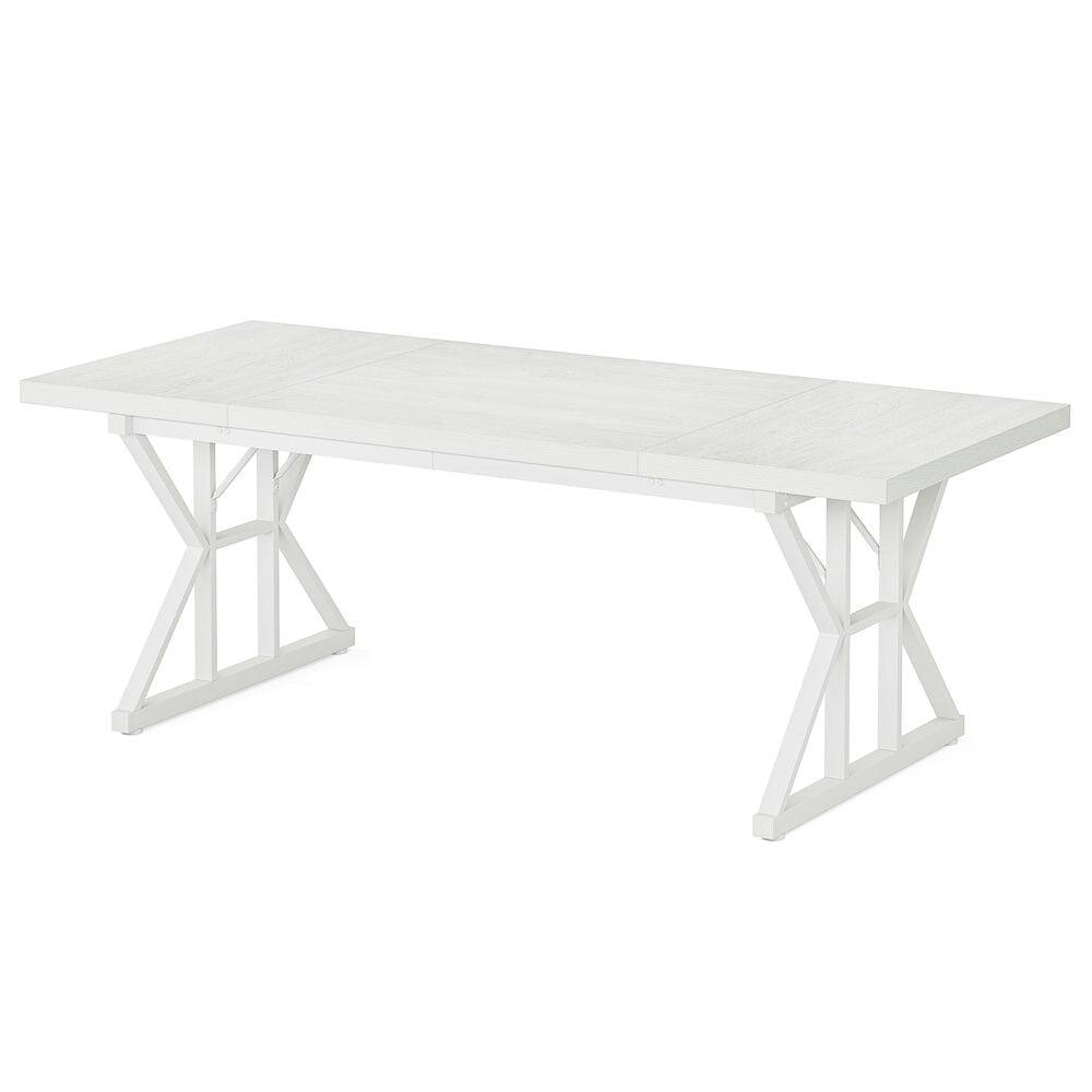 Back. Kadyn - Kadyn End Table,Dining Table, Living Room Table,Wood Dining Table, Farmhouse 70.8" Kitchen Table for 6 People,White - White.