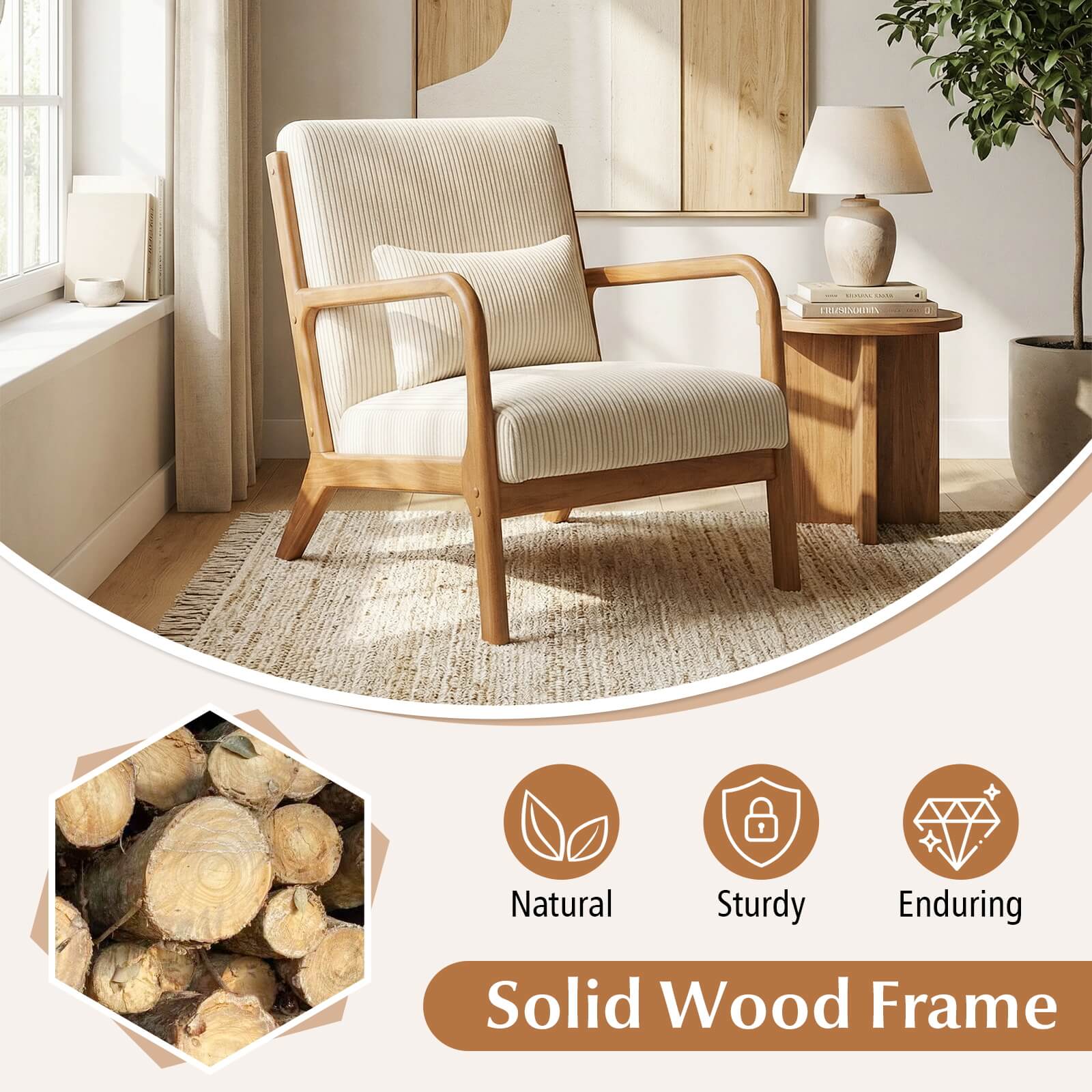 Natural Sturdy Enduring Solid Wood Frame