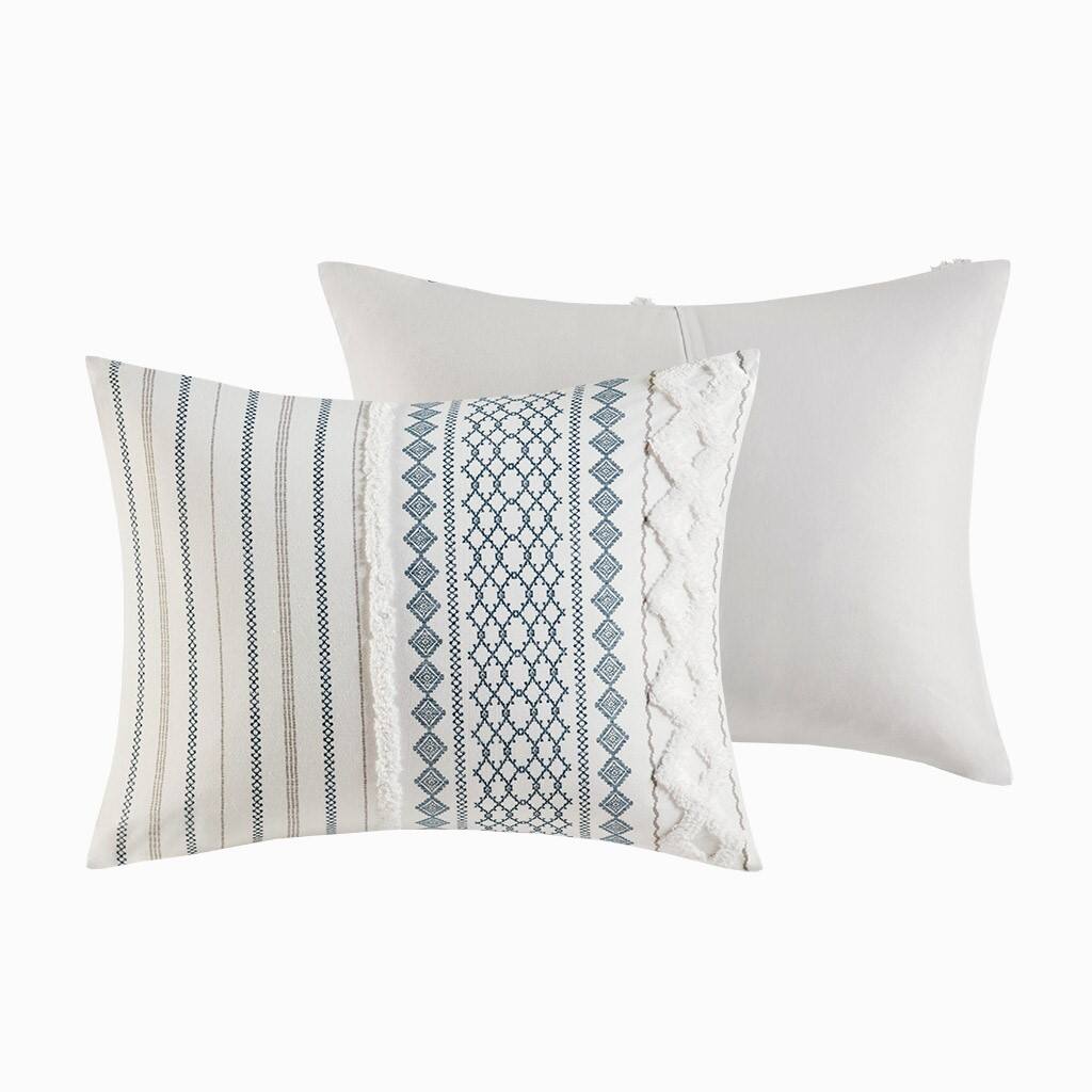 Alt View 4. Gracie Mills - Gracie Mills Modesto Printed Cotton Comforter Set with Chenille - Navy.